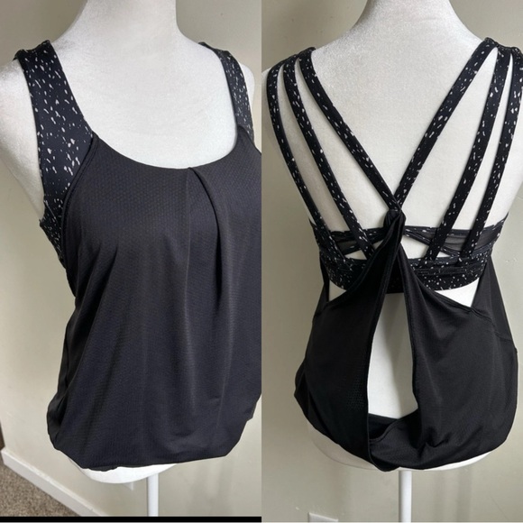 Lululemon Womens Nouveau Limits Tank Bra Top 4 Black Strappy Scoop Neck Active - Picture 1 of 12